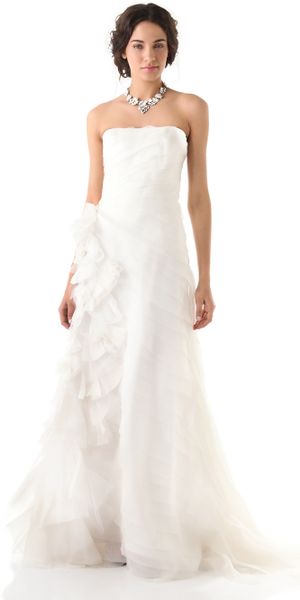 Reem Acra Simple Beauty Strapless Dress in White (Ivory) - Lyst