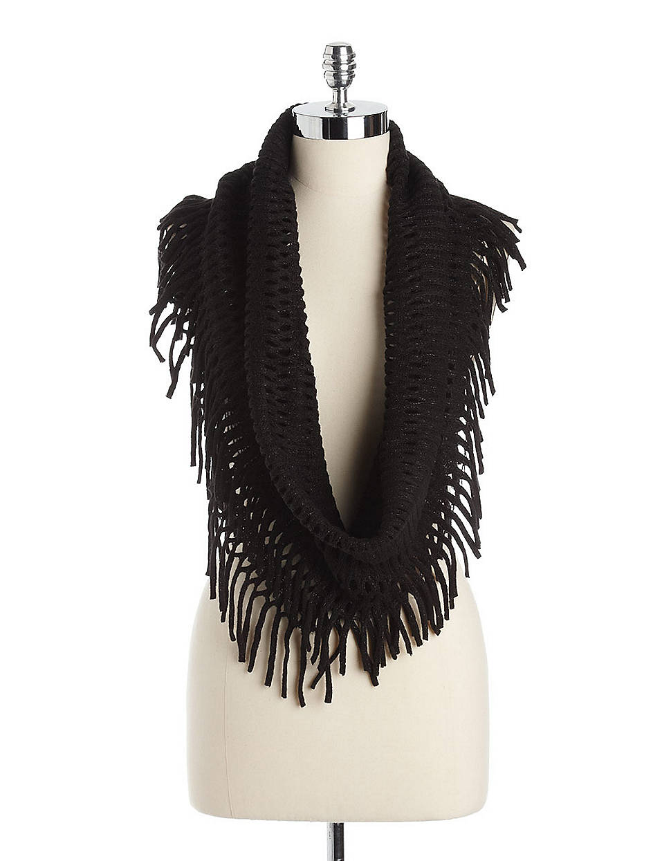 Steve Madden Metallic Open Weave Infinity Scarf in Black | Lyst