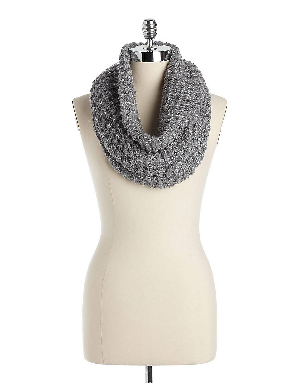 Steve Madden Metallic Infinity Funnel Scarf in Gray (silver) | Lyst