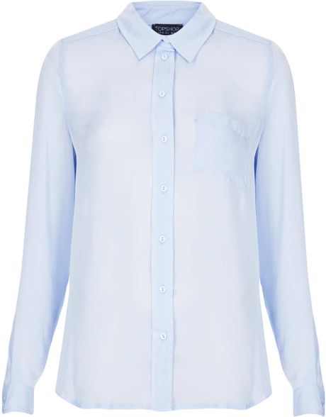 Topshop Pale Blue Shirt in Blue (PALE BLUE) | Lyst