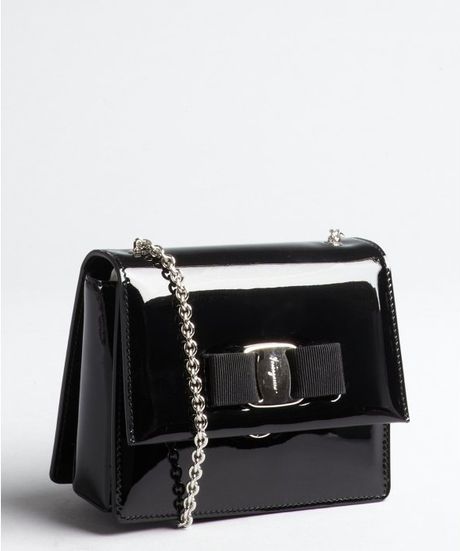 Ferragamo Black Patent Leather Ginny Crossbody Bag in Black | Lyst