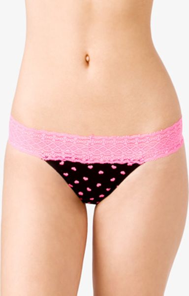 Forever 21 Heart Print Lace Thong In Pink BLACKNEO