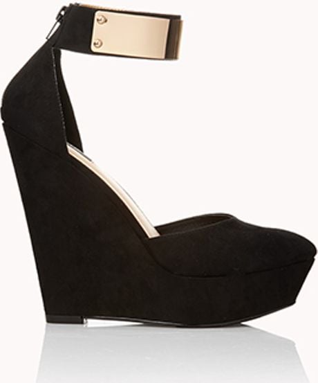 Forever 21 Sophisticated Dorsay Wedges in Black - Lyst