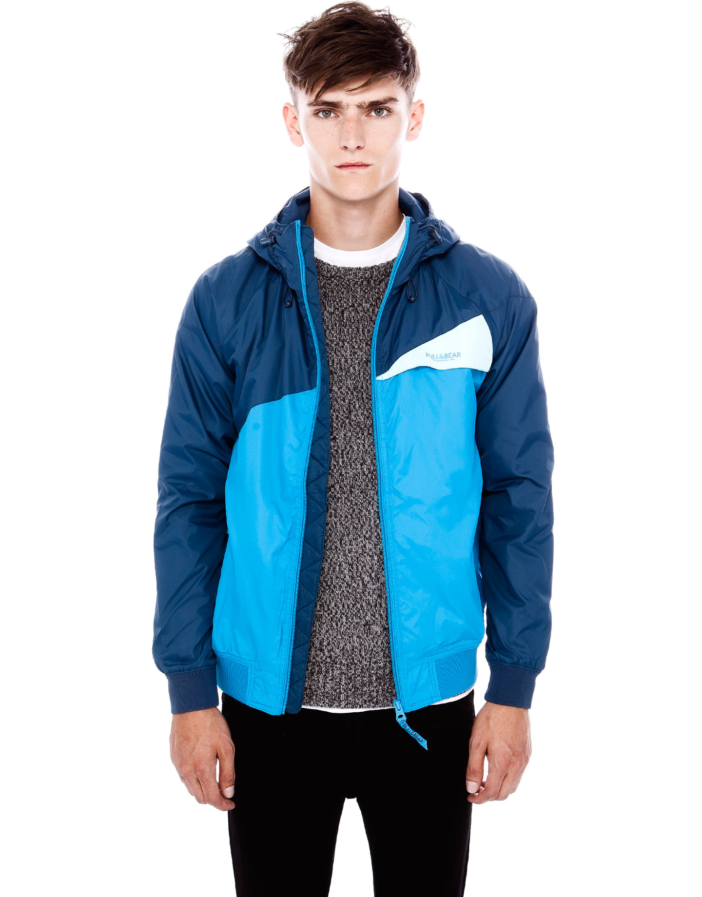 Pull&bear Jacket with Hood in Blue for Men (NAVY) Lyst
