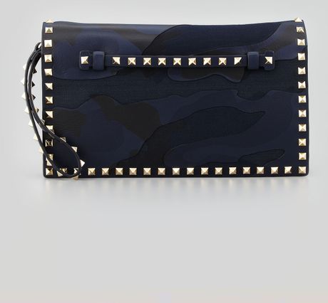 valentino rockstud camo clutch