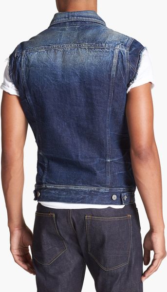 G-star Raw Slim Fit Denim Vest in Blue for Men (Dark Aged) | Lyst