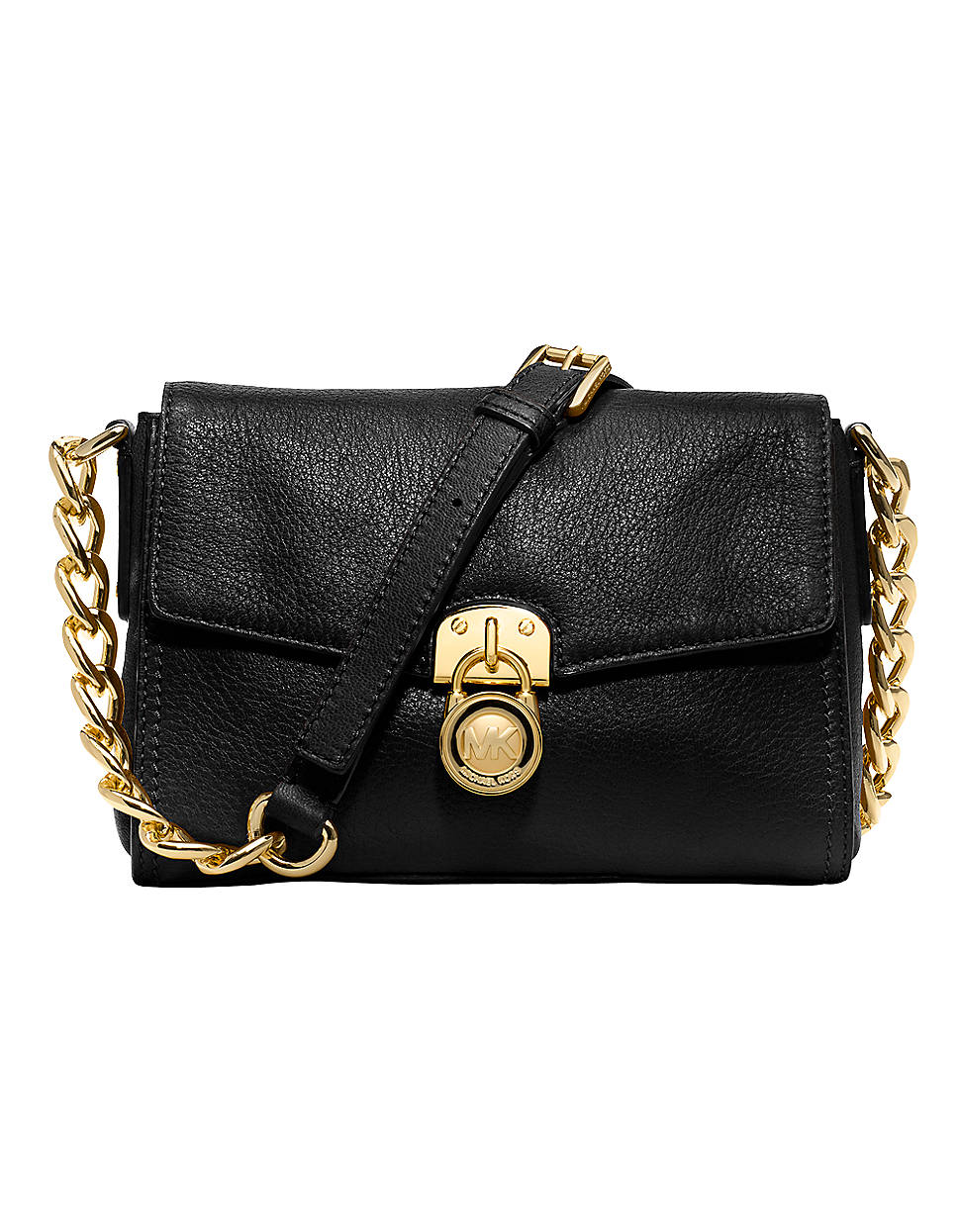 Michael Michael Kors Hamilton Leather Small Messenger Bag in Black | Lyst