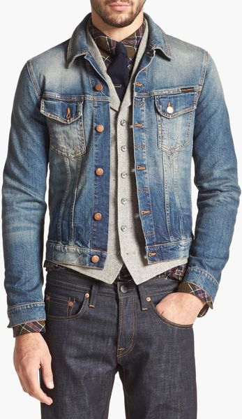 Nudie Jeans Slimfit Washeddenim Jacket in Blue for Men (denim) | Lyst