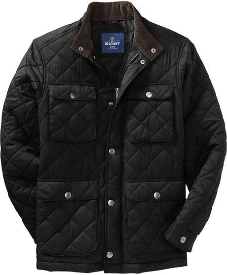 Old Navy Quilted Cord Trim Barn Jackets in Black for Men (Black Jack ...