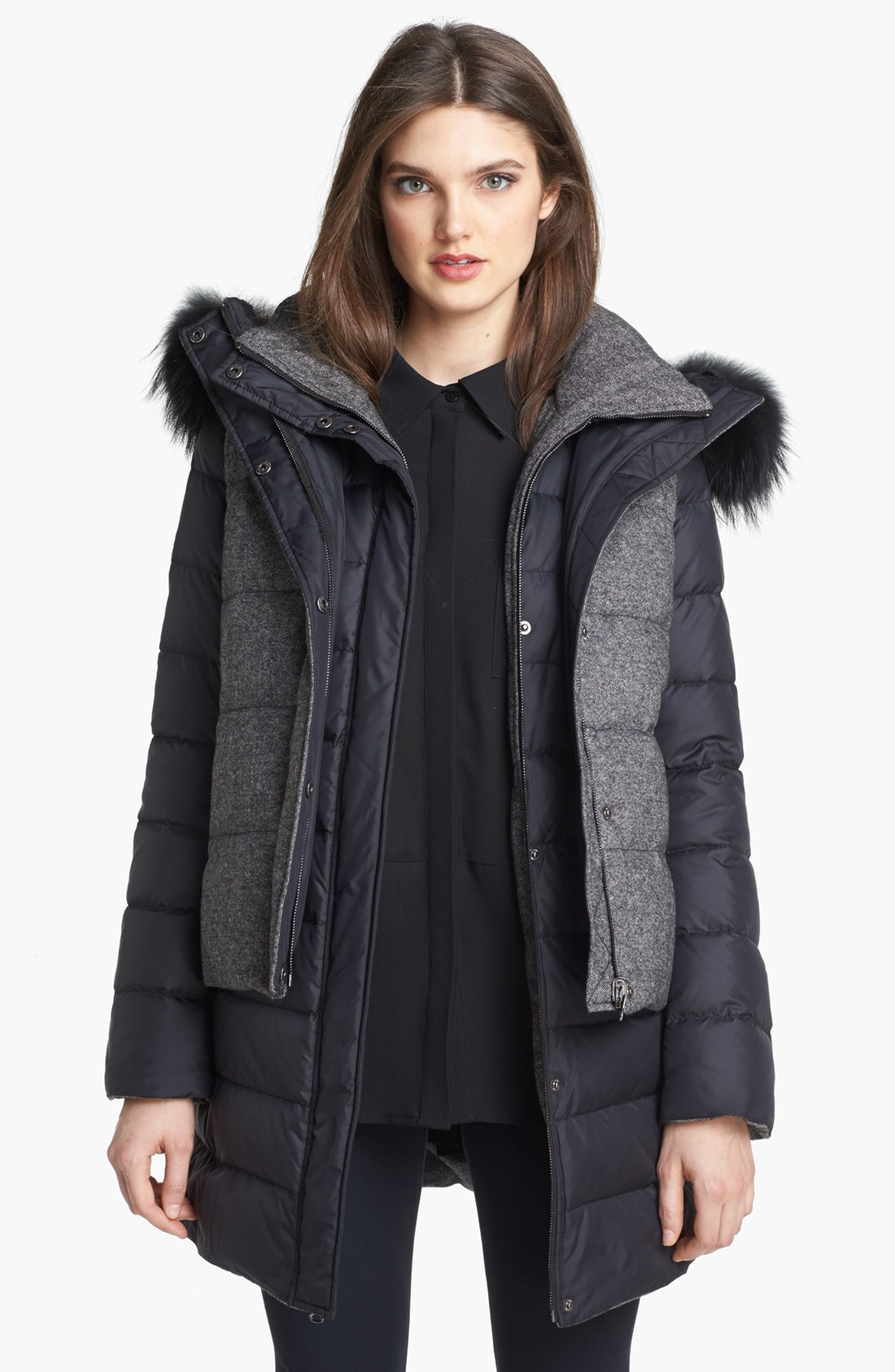Soia & Kyo 6in1 Reversible Quilted Jacket Vest with Genuine Fox Fur