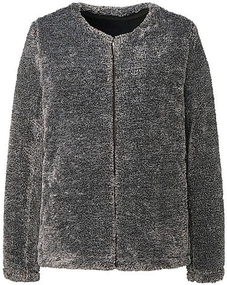 Uniqlo Fluffy Fleece No Collar Jacket in Silver (DARK BROWN) | Lyst