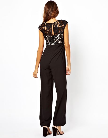 Lipsy Lace Top Jumpsuit In Black Lyst 9590