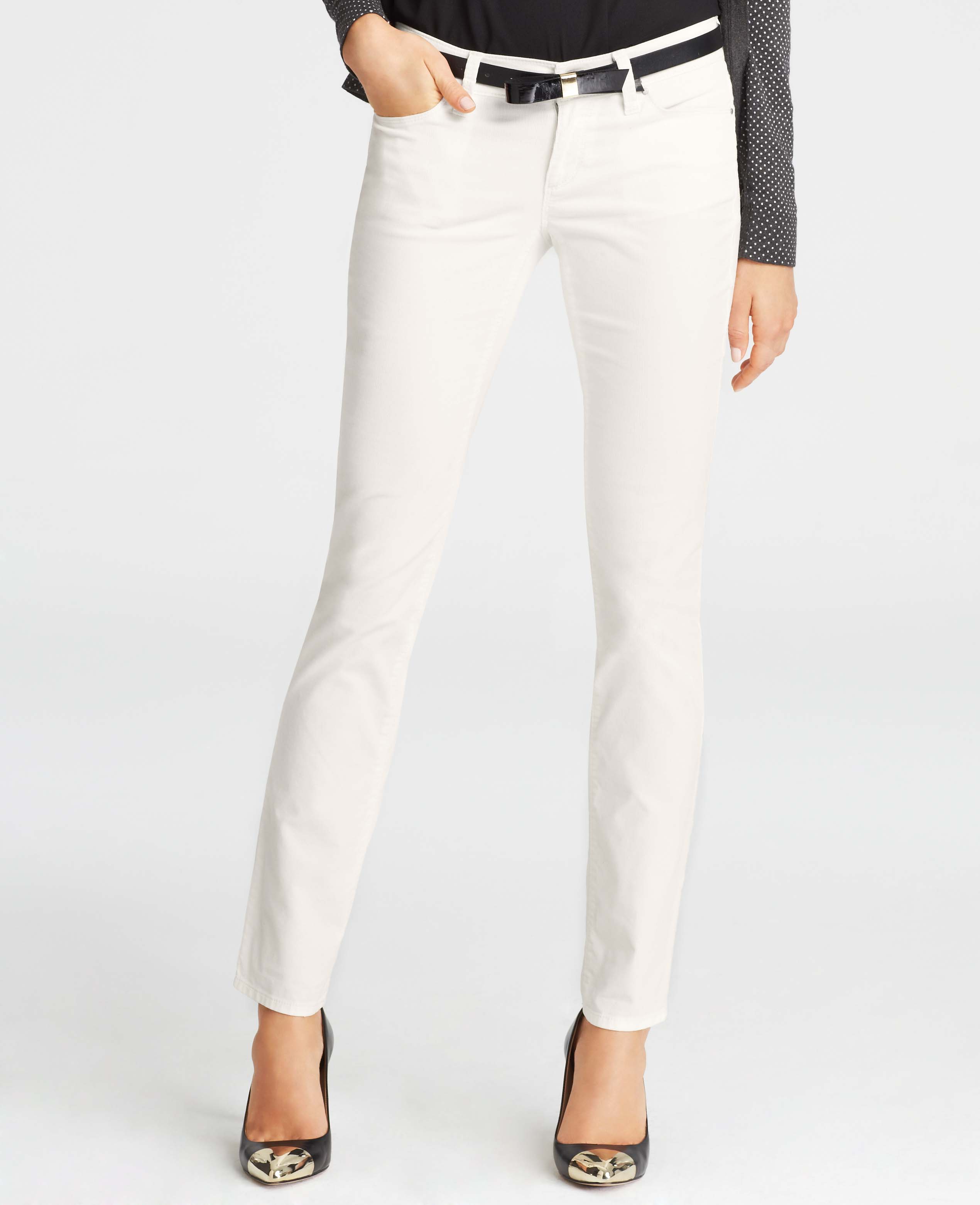 Ann Taylor Modern Slim Corduroy Pants in White (Winter White) Lyst