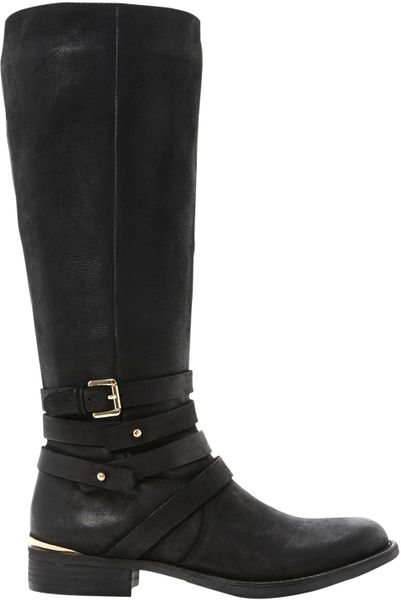 Steve Madden Albany Leather Riding Boots in Black | Lyst
