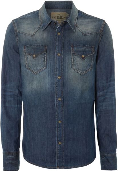 true religion blue shirts