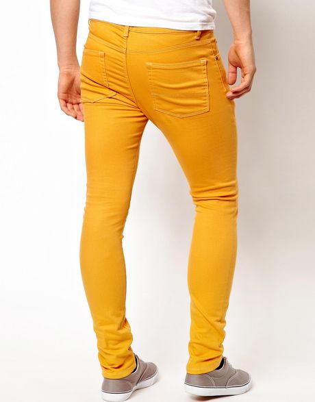 Asos Super Skinny Jean In Yellow For Men Mustard Lyst