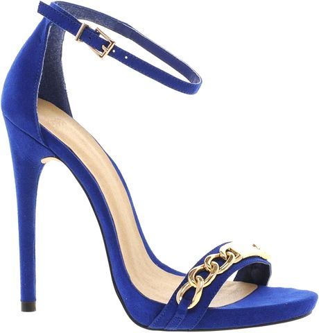 Asos High Life Heeled Sandals in Blue | Lyst
