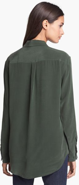 Equipment Signature Silk Shirt in Green (Dark Army) | Lyst