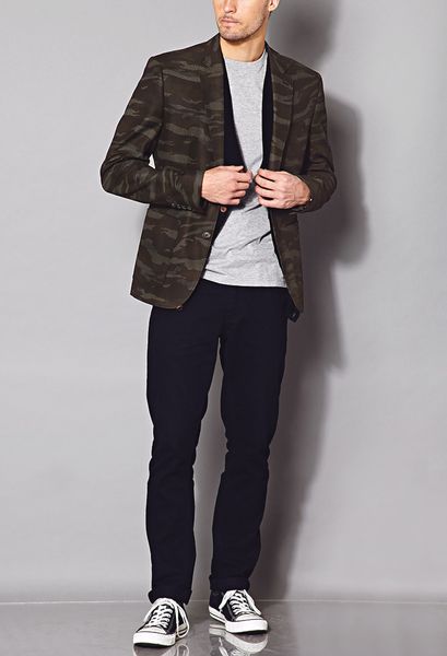 Forever 21 Dotted Camo Blazer in Green for Men (Greenblack) | Lyst