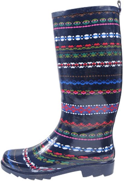 Forever 21 Tribal Rain Boots in Multicolor (NAVY)