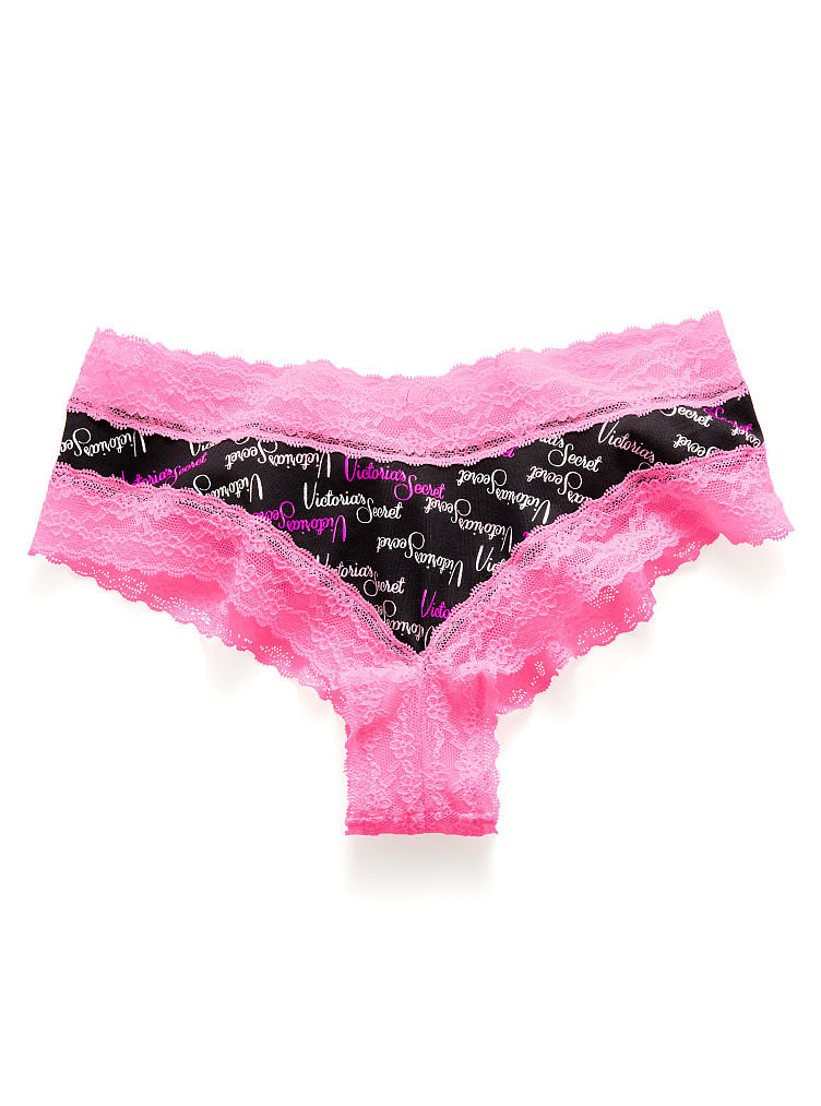 Victoria S Secret Lace Waist Cheeky Panty In Multicolor Black Logo Lyst