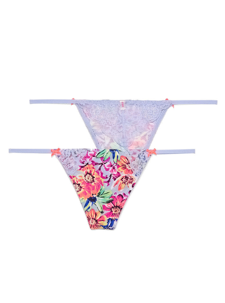 Victoria's Secret Lace Back Vstring Panty in Multicolor (daisy floral