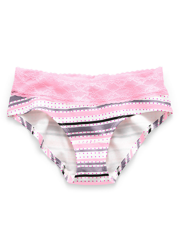 Victoria S Secret Lacewaist Hiphugger Panty In Pink Pink Dot Stripe