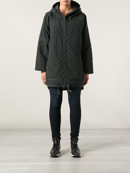 Adidas By Stella Mccartney Quilted Parka in Gray (grey) | Lyst