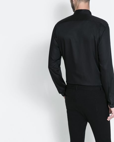 Zara Shirt with Rounded Collar in Black for Men | Lyst