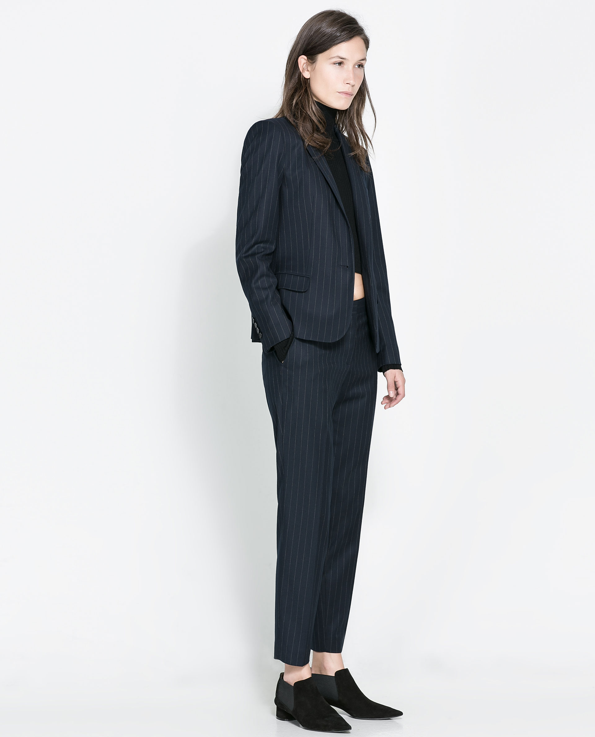 Zara Pinstripe Blazer In Blue Navy Blue Lyst