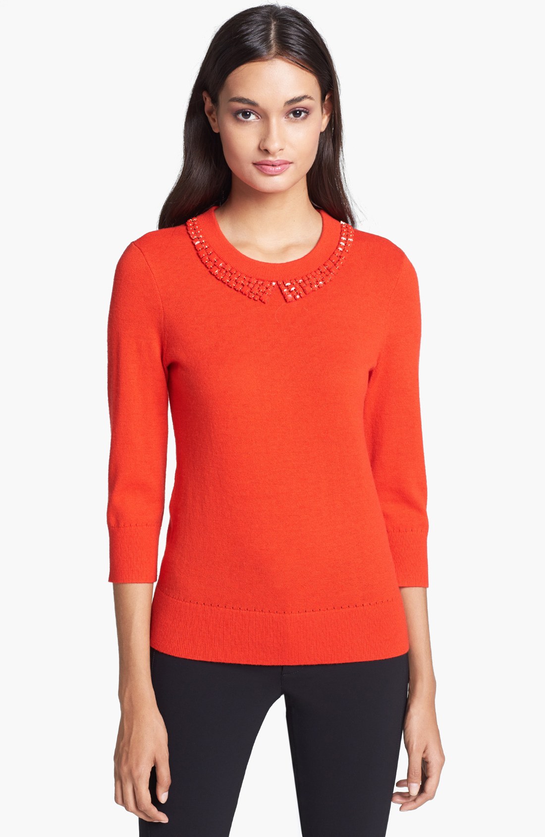 Kate Spade Avaline Embellished Sweater in Red (Maraschino/ Maraschino) | Lyst