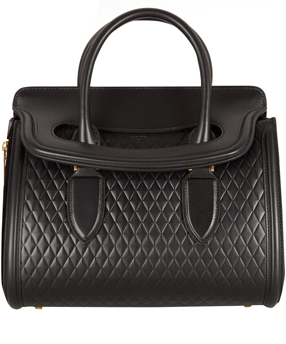 Alexander Mcqueen Small Black Heroine Quilted Leather Tote Bag in Black | Lyst