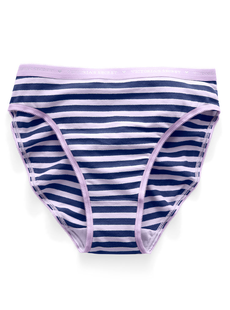 Victoria's Secret Highleg Brief Panty Print L in Blue (ink blot stripe