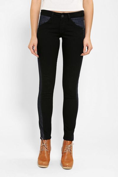 Urban Outfitters Courtshop Color Block Skinny Jean in Black | Lyst