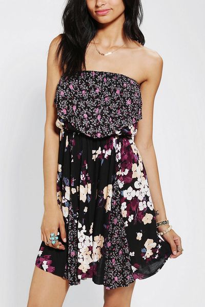 Urban Outfitters Kimchi Blue Printmix Strapless Dress in Multicolor ...