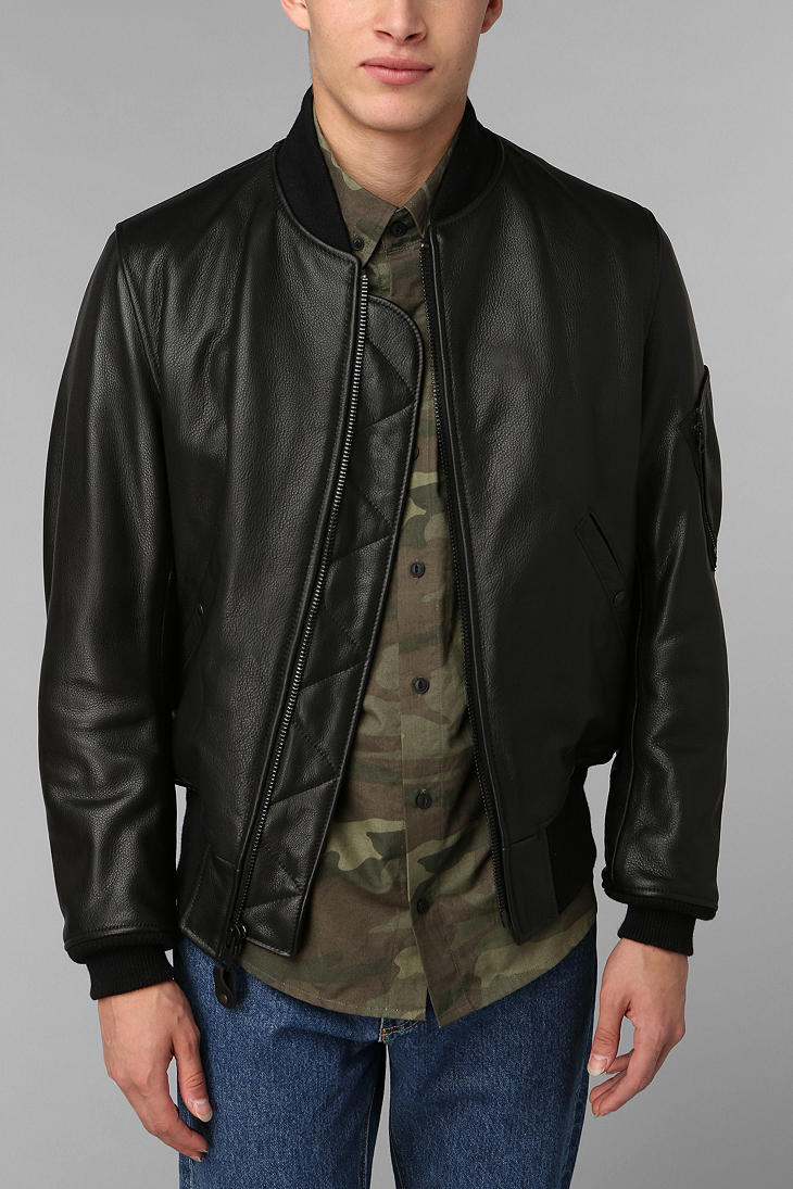 Urban Outfitters Schott Ma1 Bomber Leather Jacket in Black for Men ...