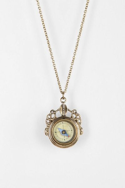 Urban Outfitters Take Me There Compass Necklace in Gold (BLUE) | Lyst
