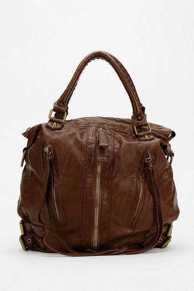 Silence + Noise Zip-Front Moto Hobo Bag in Brown | Lyst