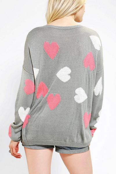 Urban Outfitters Coincidence Chance Heart Intarsia Sweater in Gray ...