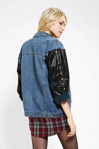 Urban Outfitters Rag Union X Urban Renewal Leathersleeve Denim Jacket ...