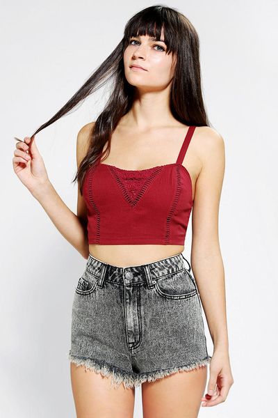 Urban Outfitters Pins and Needles Laceinset Bra Top in Red (MAROON ...