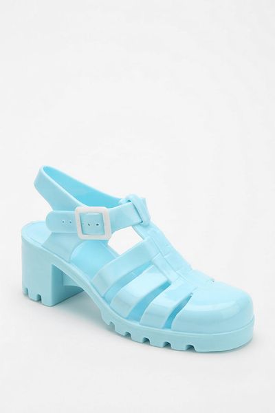 Urban Outfitters Juju Footwear Babe Jelly Heeled Sandal in Blue (OCEAN ...