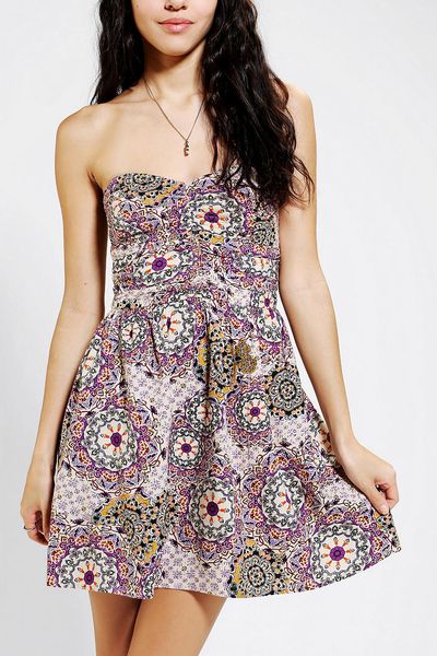 Urban Outfitters Band Of Gypsies Strapless Dress in Multicolor (PURPLE