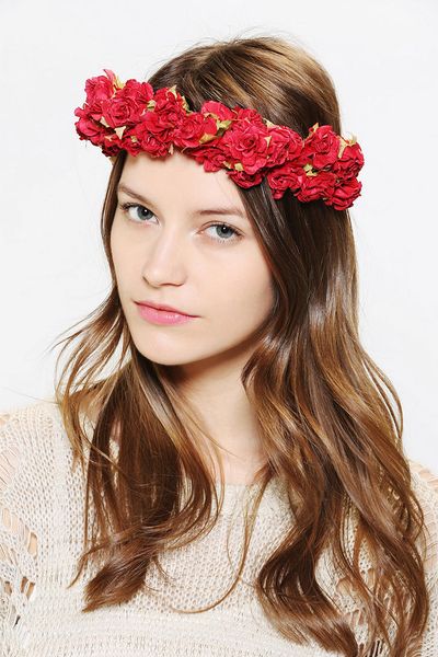 Rouge Meadow crown urban flower Urban Outfitters Crown Headband Pony Red   Lyst Flower  in