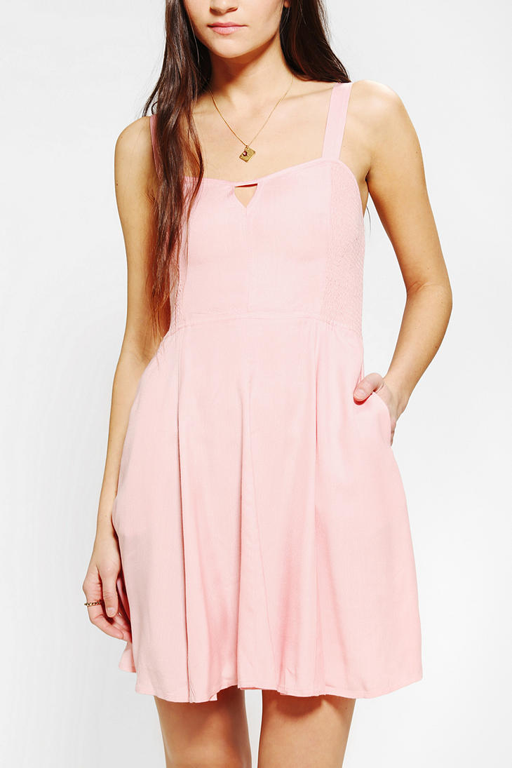 Urban Outfitters Smocked Dress in Pink (ROSE) | Lyst