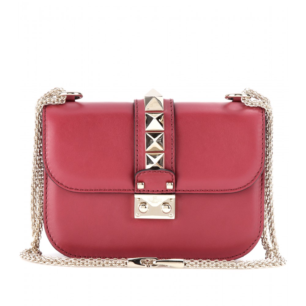 Valentino Lock Small Leather Shoulder Bag in Pink (scarlet/ platinum made in italy) | Lyst