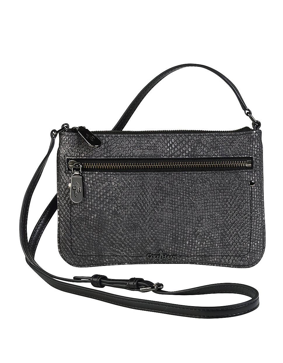 Cole Haan Parker Snakeskinembossed Leather Mini Crossbody Bag in Black