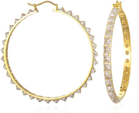 noir earrings jewelry pave pyramid hoop gold