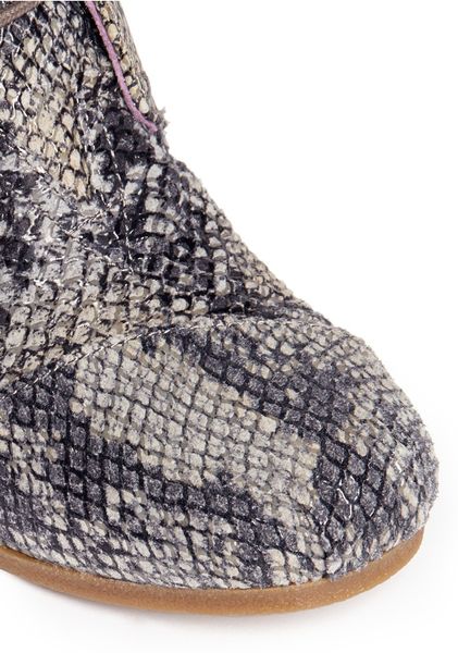 ... Serpentine Pattern Desert Wedges in Gray (Animal Print,Grey) | Lyst