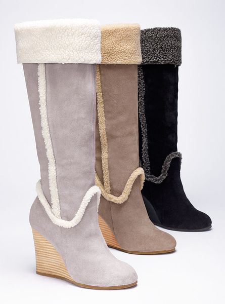 shearling wedge boots